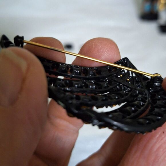 Amber Glass M Jent Women's Brooch and Earrings Grandma Chic Elegant Vintage - Picture 6 of 12